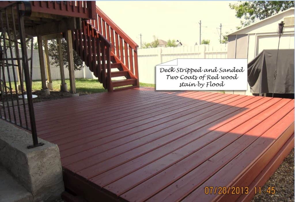 Deck With Red Color Flood Stain