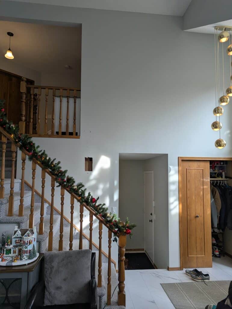 Before pic with holes in drywall